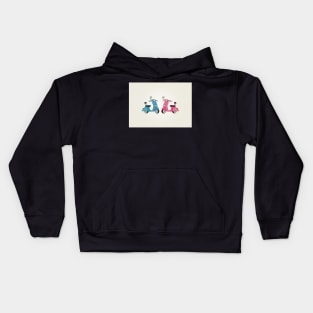 Blue and Pink Scooters Kids Hoodie